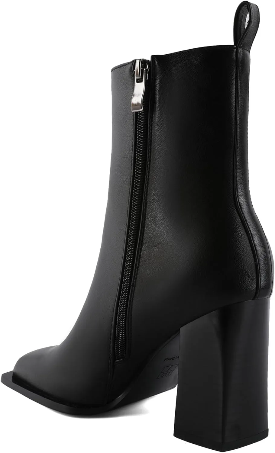 YODEKS Ankle Boots For Women Short Boots Square Toe Boots Chunky High Heel Side Zipper Boots