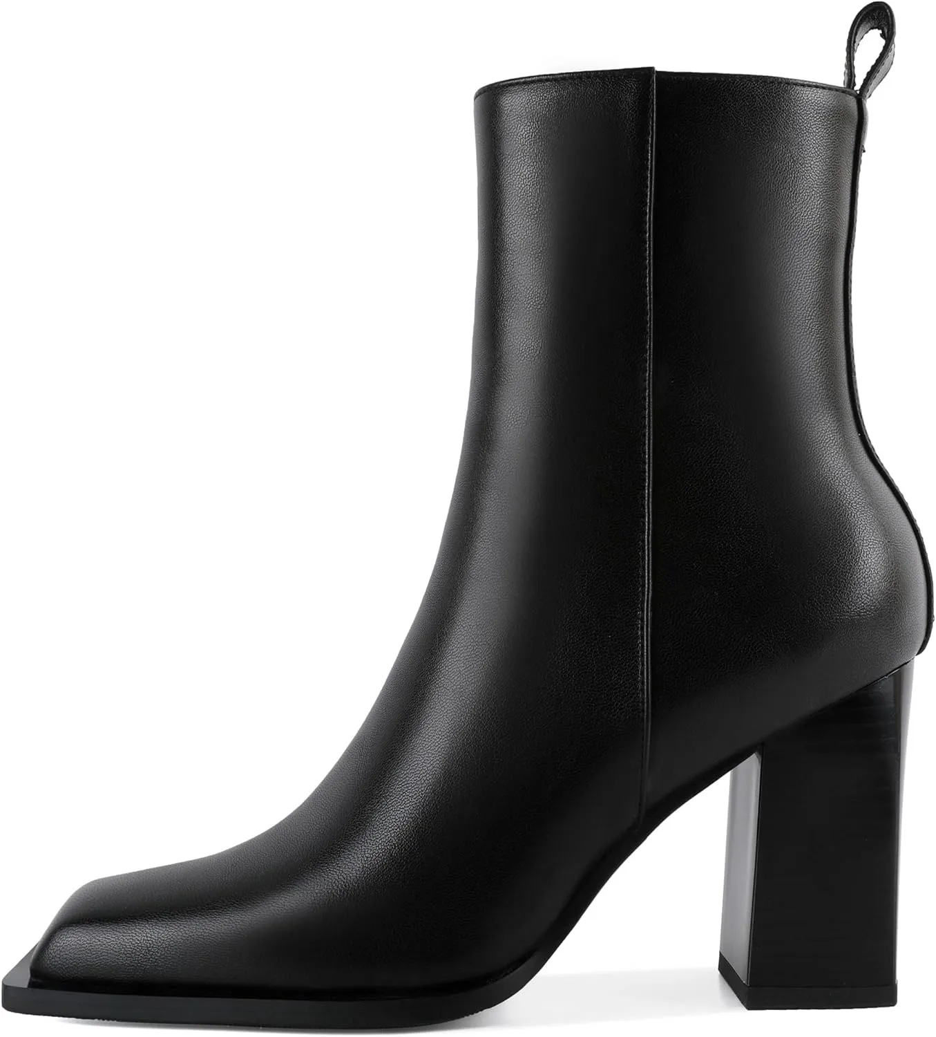 YODEKS Ankle Boots For Women Short Boots Square Toe Boots Chunky High Heel Side Zipper Boots