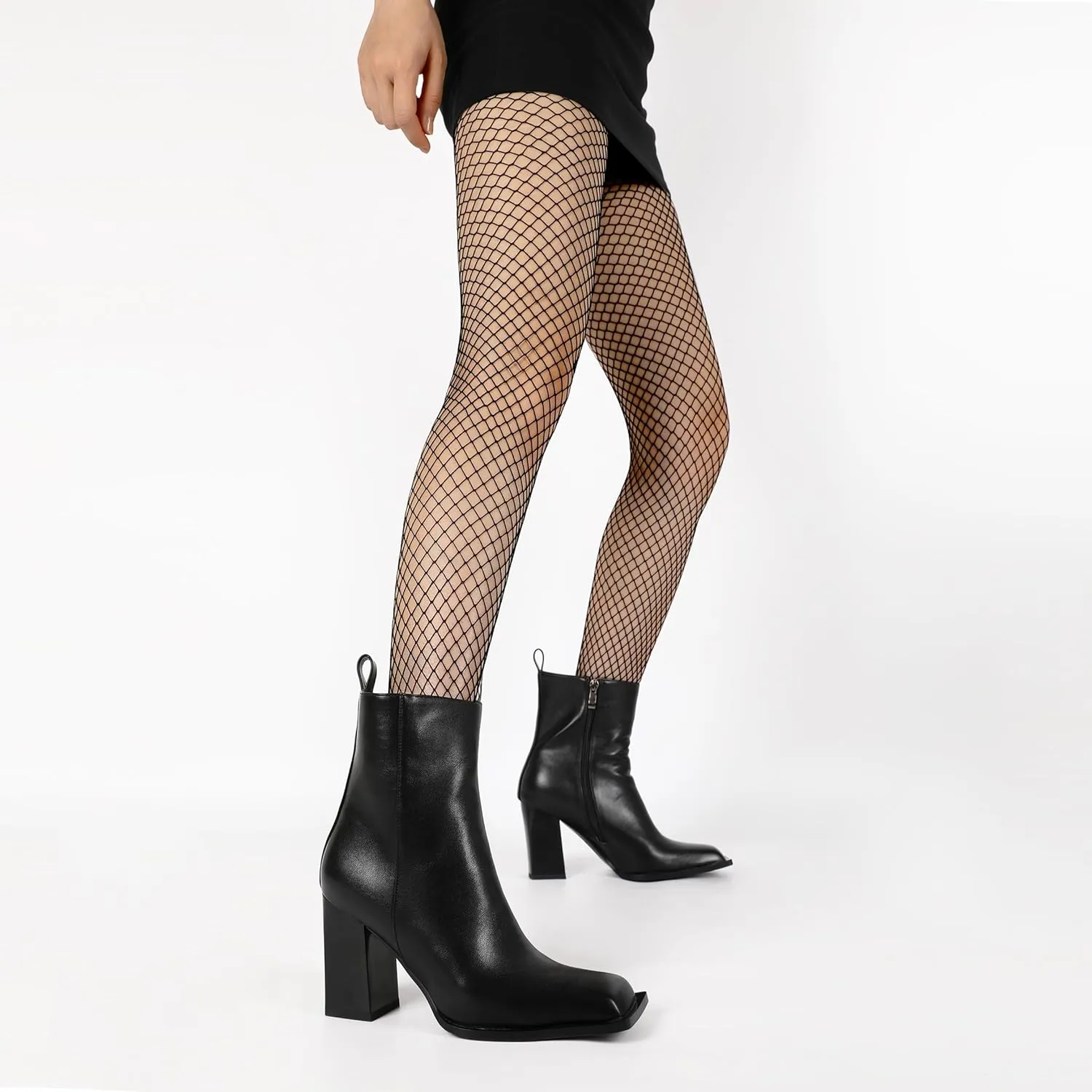 YODEKS Ankle Boots For Women Short Boots Square Toe Boots Chunky High Heel Side Zipper Boots