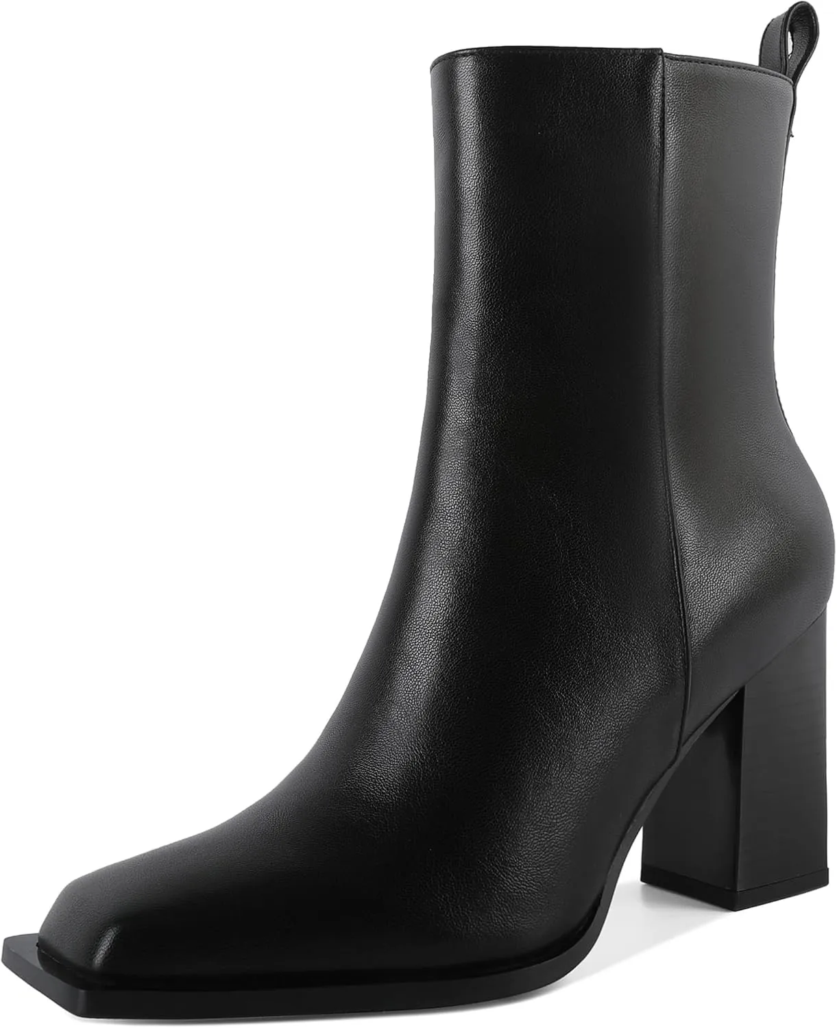 YODEKS Ankle Boots For Women Short Boots Square Toe Boots Chunky High Heel Side Zipper Boots