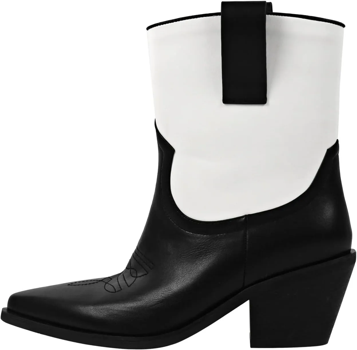 Yolkomo Western Cowgirl Boots for Women Wide Calf Low Heel Short Cowboy Boots