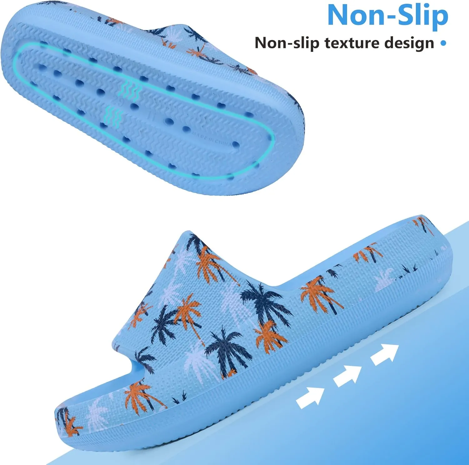 Youecci Cloud Slides for Kids丨Shower Slippers Bathroom Pool Sandals丨Boys Girls Comfy Thick Sole Slippers丨Summer Non-Slip Beach Shoes