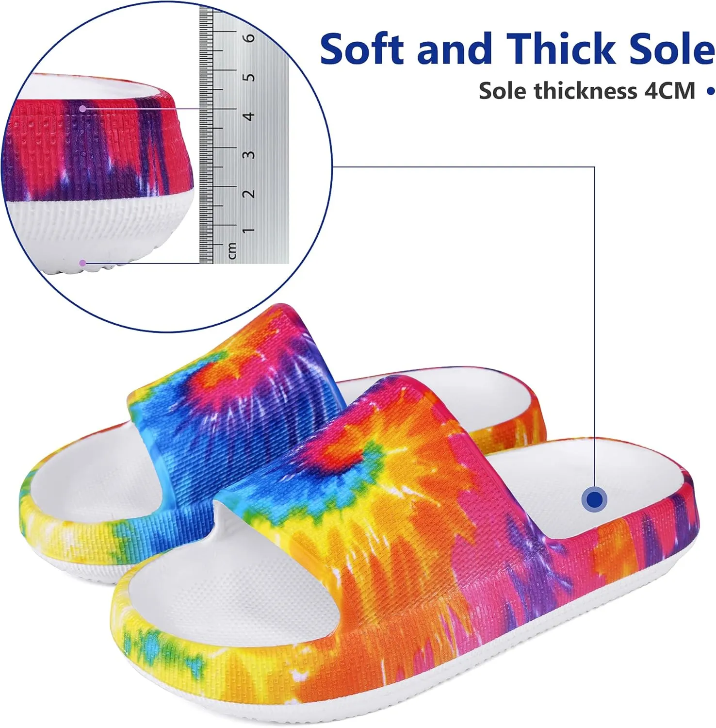 Youecci Cloud Slides for Kids丨Shower Slippers Bathroom Pool Sandals丨Boys Girls Comfy Thick Sole Slippers丨Summer Non-Slip Beach Shoes