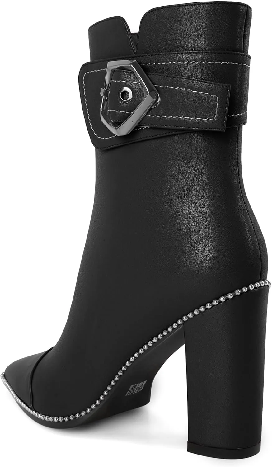 Zamikoo Womens Boots Ankle Chunky Heel Pointed Toe Beaded High Heeled Fall Short Booties