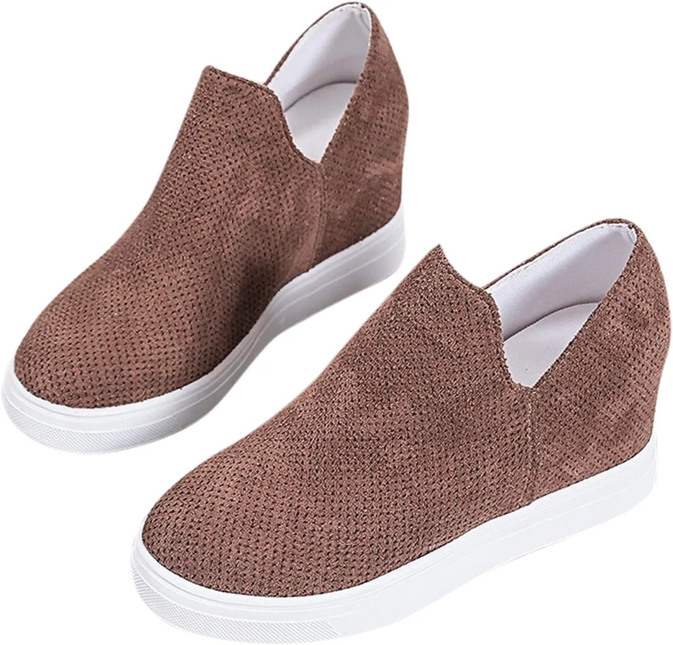 ZBYY Women's Platform Sneakers Hidden Heel Wedge Booties Canvas Shoes Fashion Walking Slip On Breathable Sneakers
