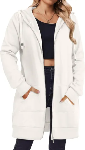 Zeagoo Zip Up Hoodies For Women Long Sleeve Oversized Sweatshirts Casual Lightweight Fleece Jackets With Pockets