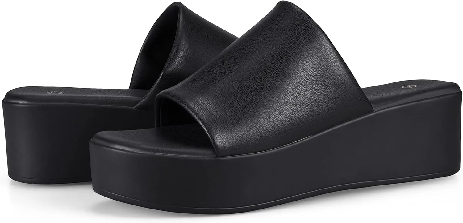 zero-sum Women's Platform Sandals Comfortable Open Toe Backless Slip On Wedge Sandals Summer Casual Slippers for Women