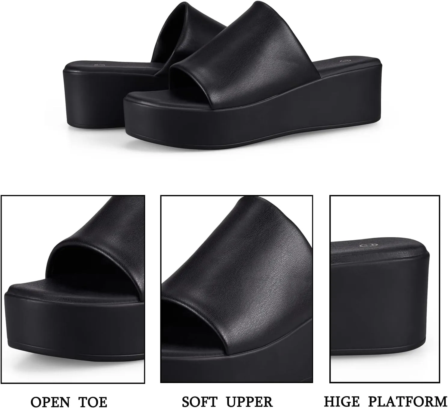 zero-sum Women's Platform Sandals Comfortable Open Toe Backless Slip On Wedge Sandals Summer Casual Slippers for Women