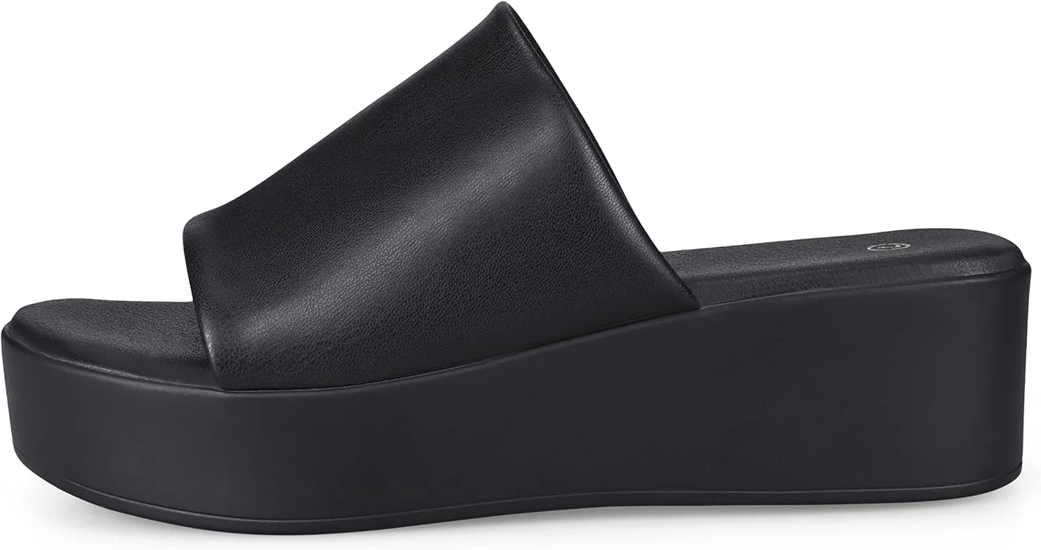 zero-sum Women's Platform Sandals Comfortable Open Toe Backless Slip On Wedge Sandals Summer Casual Slippers for Women