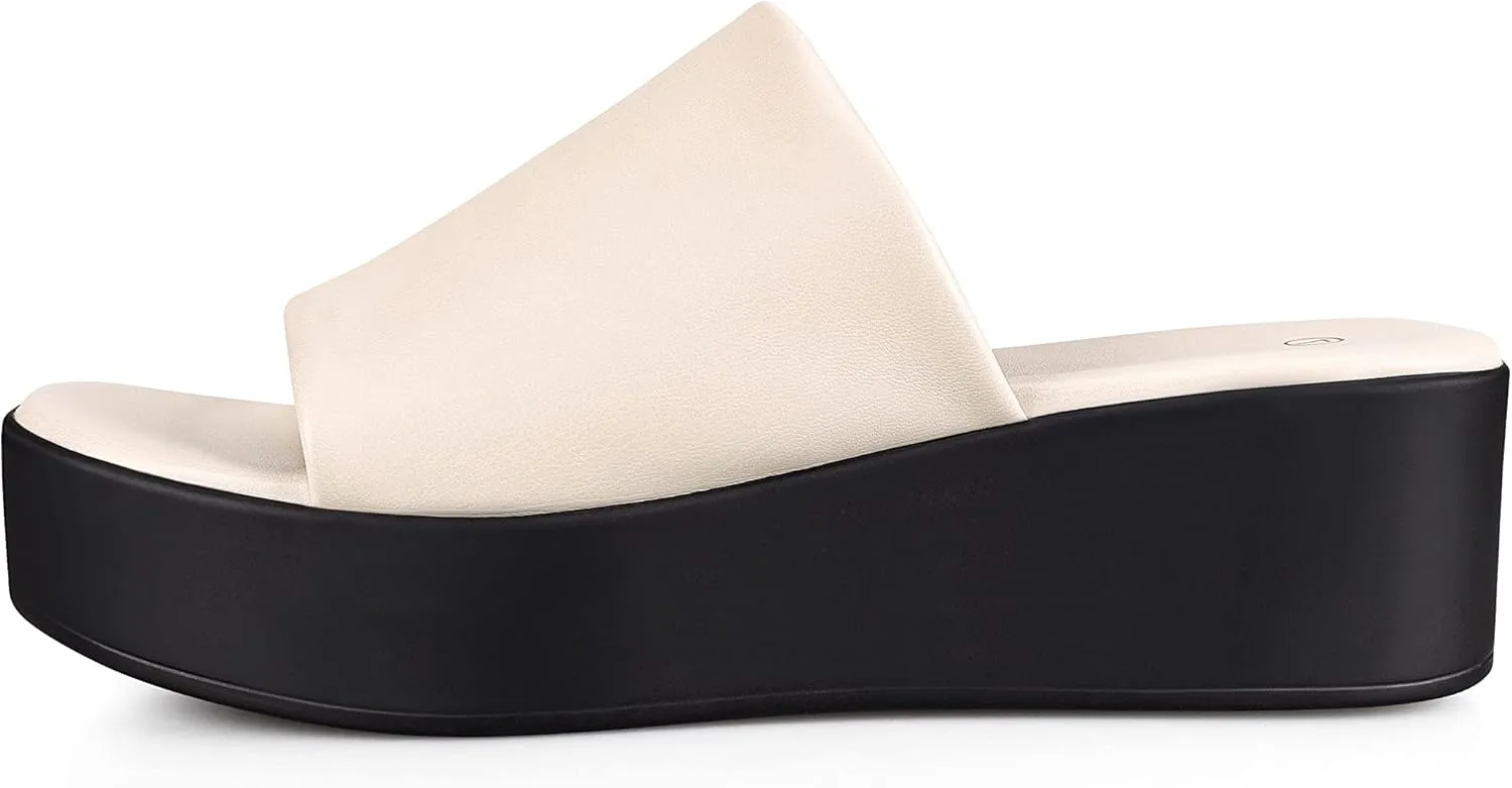 zero-sum Women's Platform Sandals Comfortable Open Toe Backless Slip On Wedge Sandals Summer Casual Slippers for Women