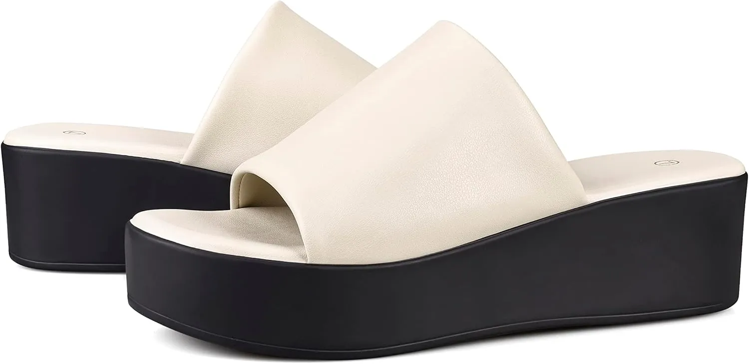 zero-sum Women's Platform Sandals Comfortable Open Toe Backless Slip On Wedge Sandals Summer Casual Slippers for Women