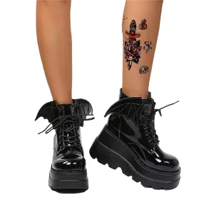 ZKXYFFS Womens Goth Ankle Boots Platform Chunky High Heel Lace Up Combat Boots Punk Short Booties Motorcycle Platform Boots for Women